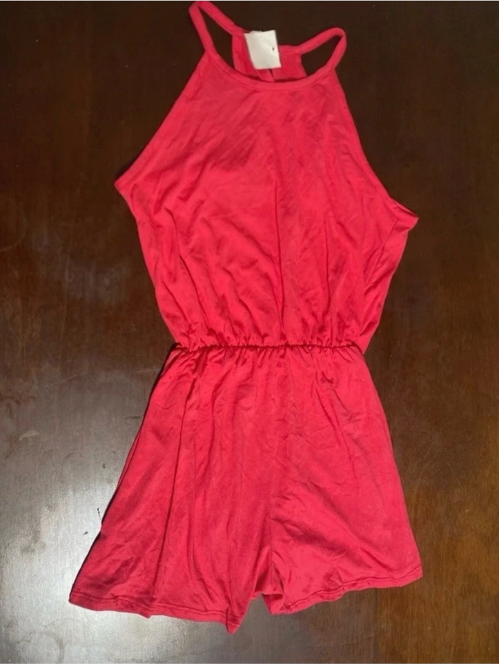 Girls' Red Sleeveless Romper - Classic Summer Style Size Medium